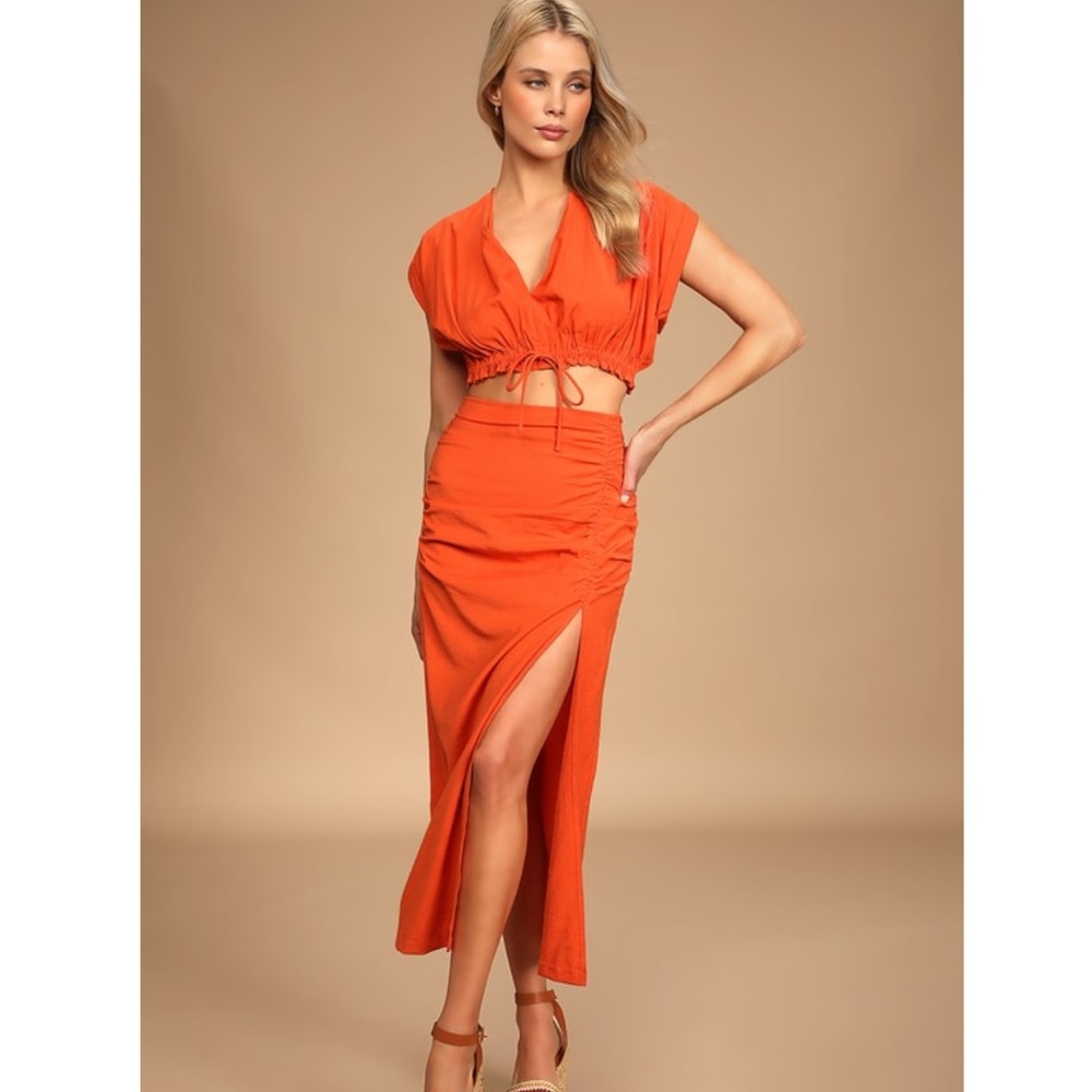 Lulu’s Orange Two-Piece Midi Dress